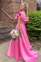 A-line Popular Wedding Guest Dresses, Newest 2024 Long Prom Dresses, Fashion Bridesmaid Dresses