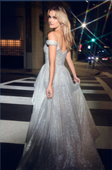 Off Shoulder Slit Wedding Dresses, Sequins Bridal Gowns, Newest 2024 Long Prom Dresses