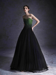 Strapless Newest 2024 Long Prom Dresses, A-line Sequins Prom Dresses, Sweetheart Fashion Bridal Gowns