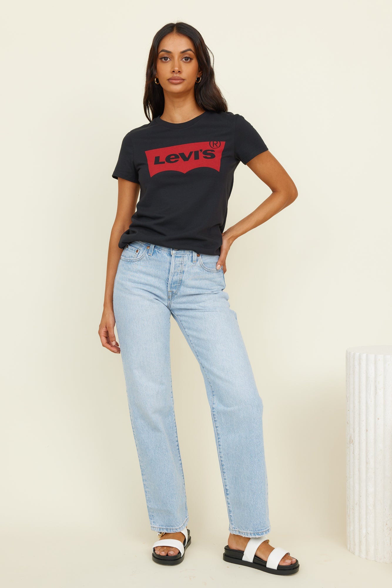 LEVI'S Logo Perfect T-Shirt Large Batwing Black