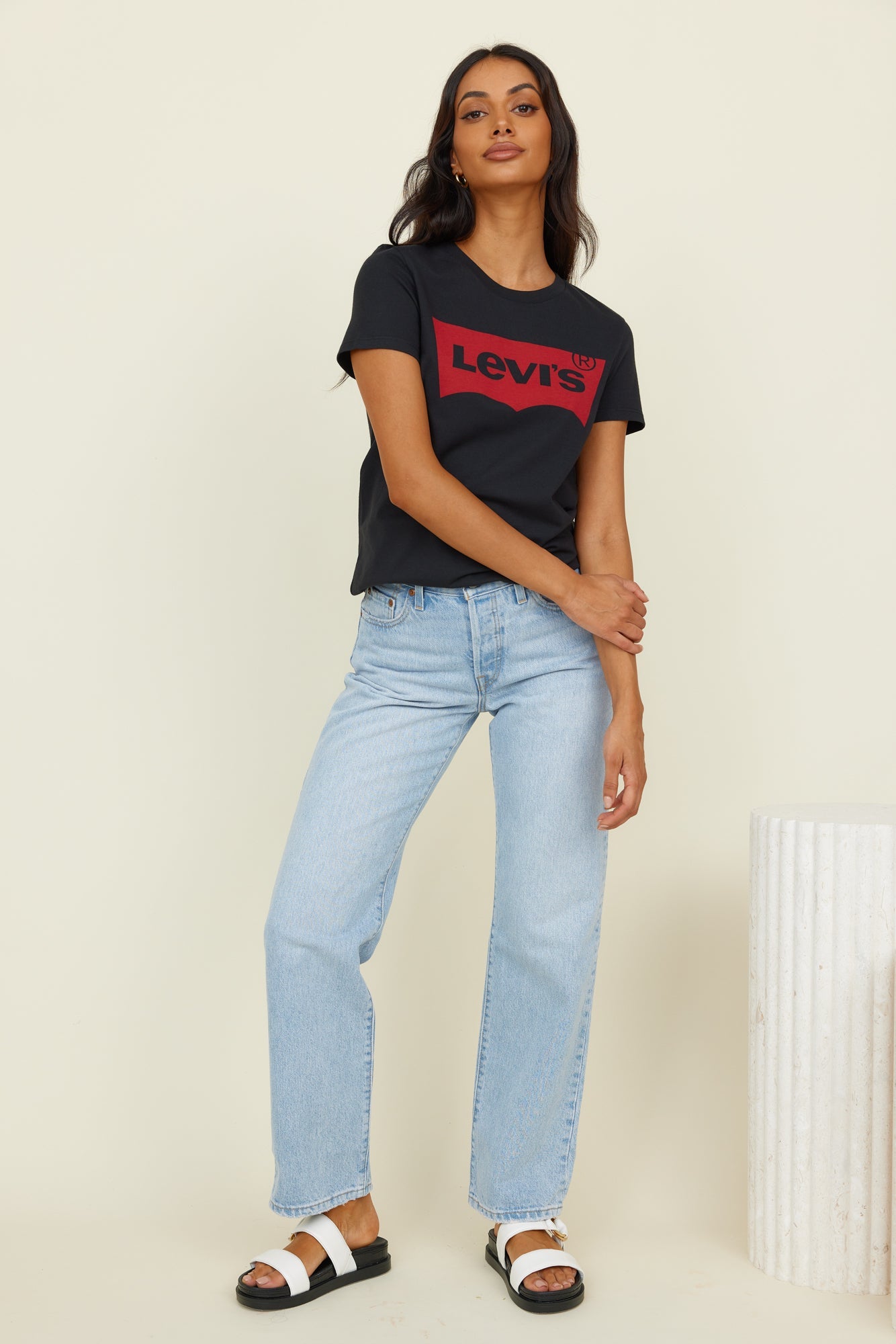 LEVI'S Logo Perfect T-Shirt Large Batwing Black