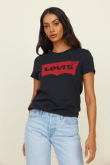 LEVI'S Logo Perfect T-Shirt Large Batwing Black