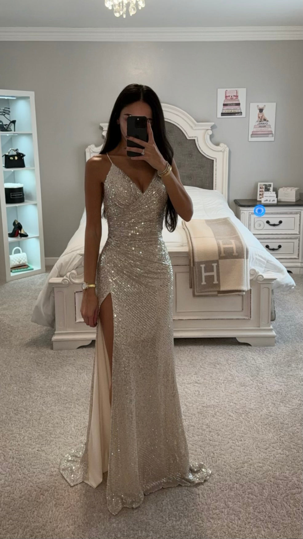 PLATINUM SPARKLY RUCHED SKYE GOWN