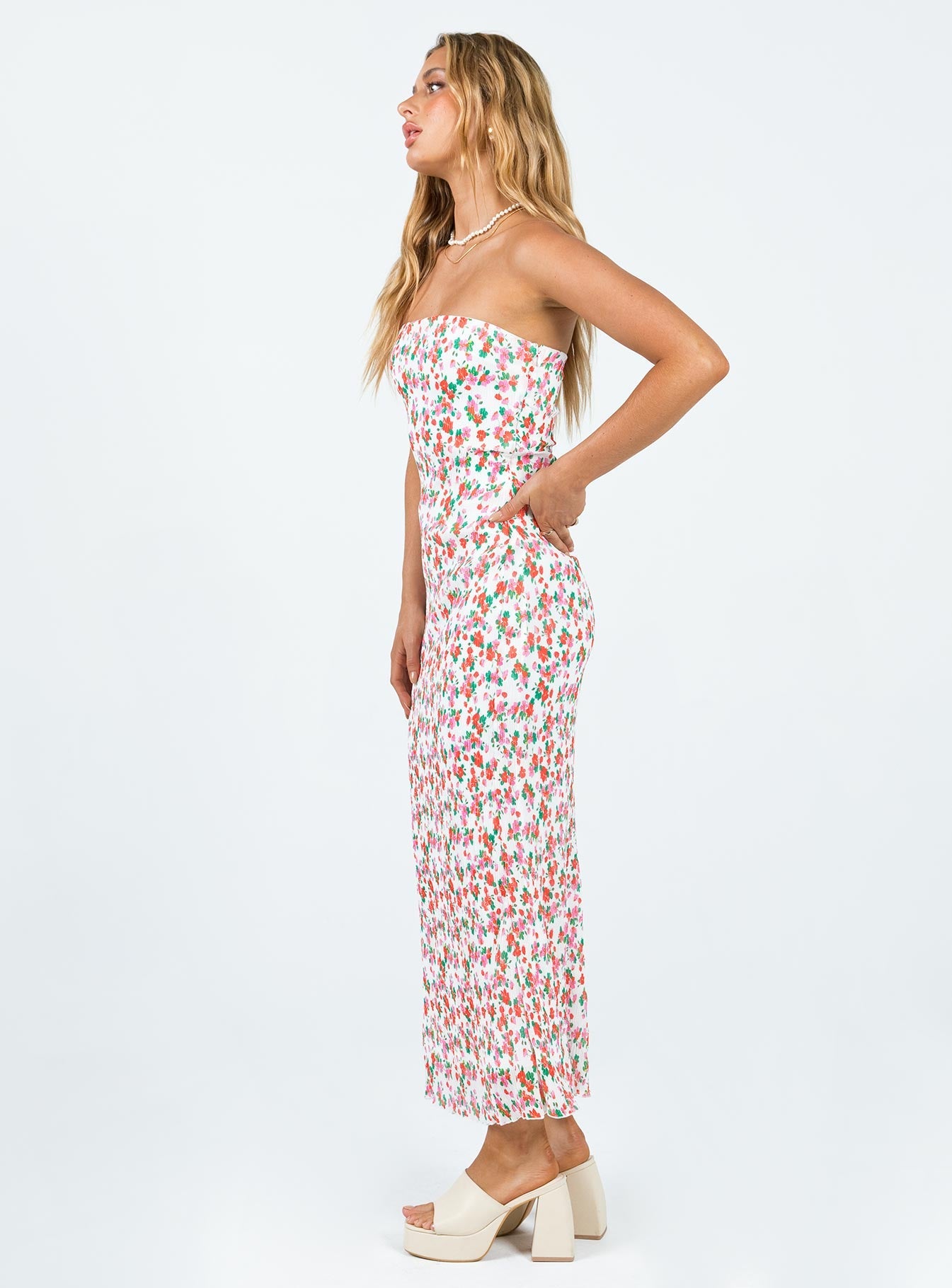 Tiarna Strapless Midi Dress Floral