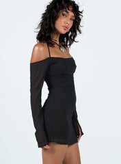 Tisha Off The Shoulder Mini Dress Black