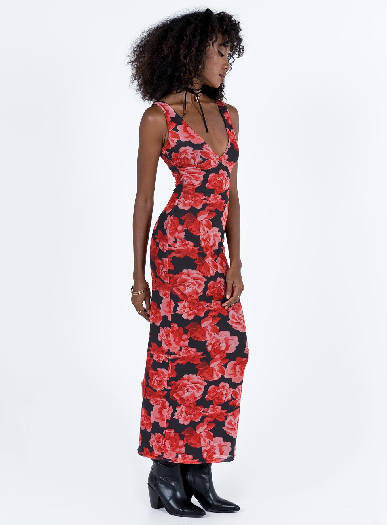 Lauers Maxi Dress Red Floral / Black