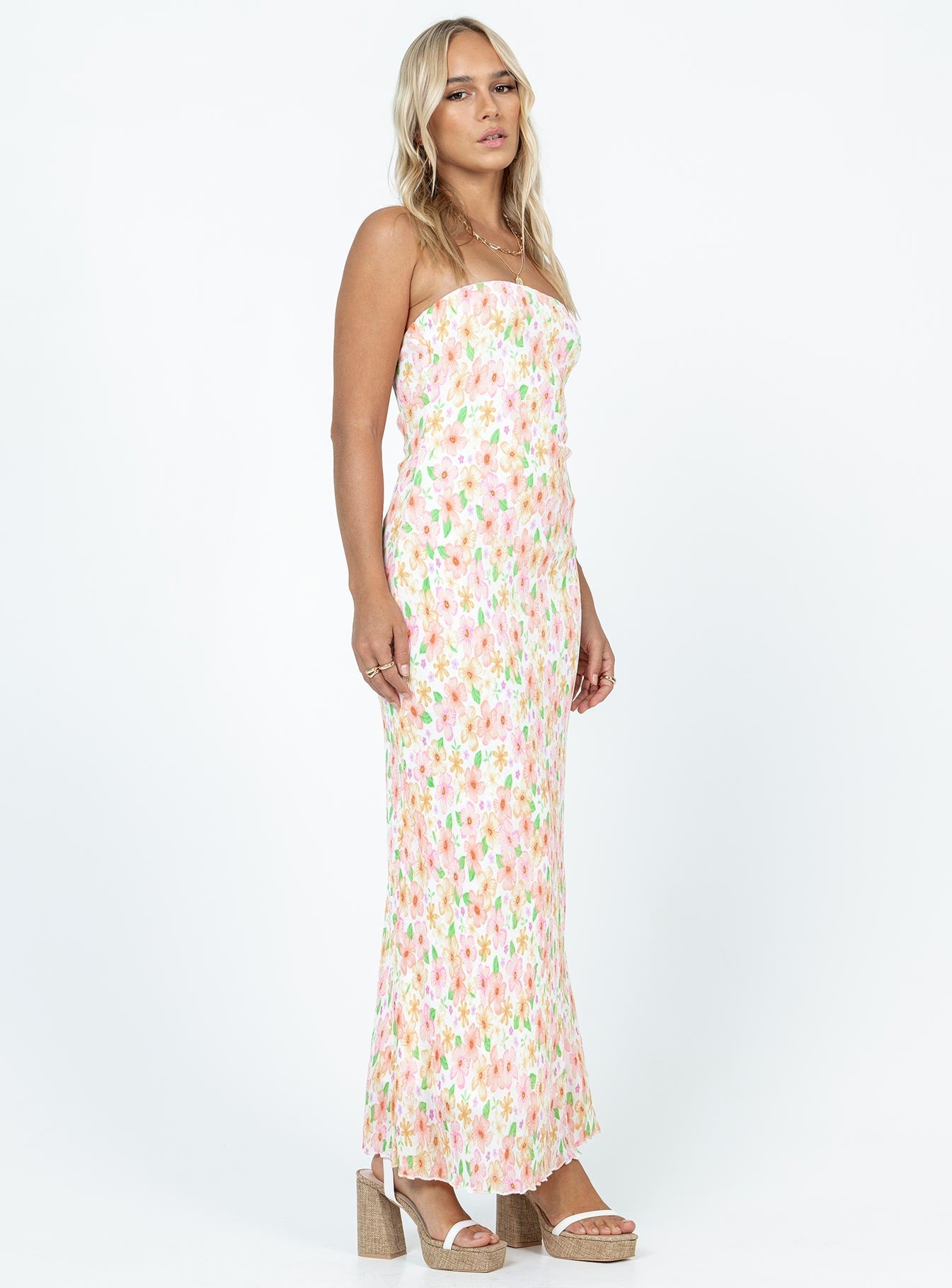 Tiarna Strapless Maxi Dress White / Floral