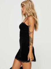 Rishan Velvet Mini Dress Black