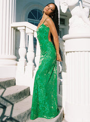 Burn Out Velvet Maxi Dress Green