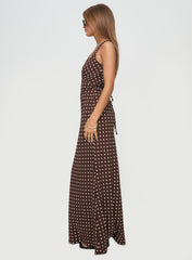 Nellie Maxi Dress Brown Polka Dot