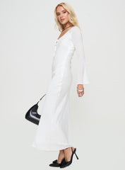 Sorento Long Sleeve Bias Cut Maxi Dress White