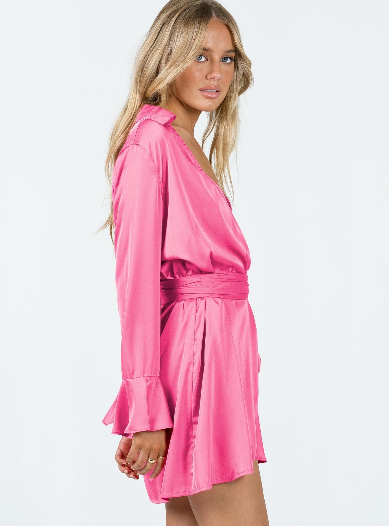 Spiers Wrap Mini Dress Hot Pink