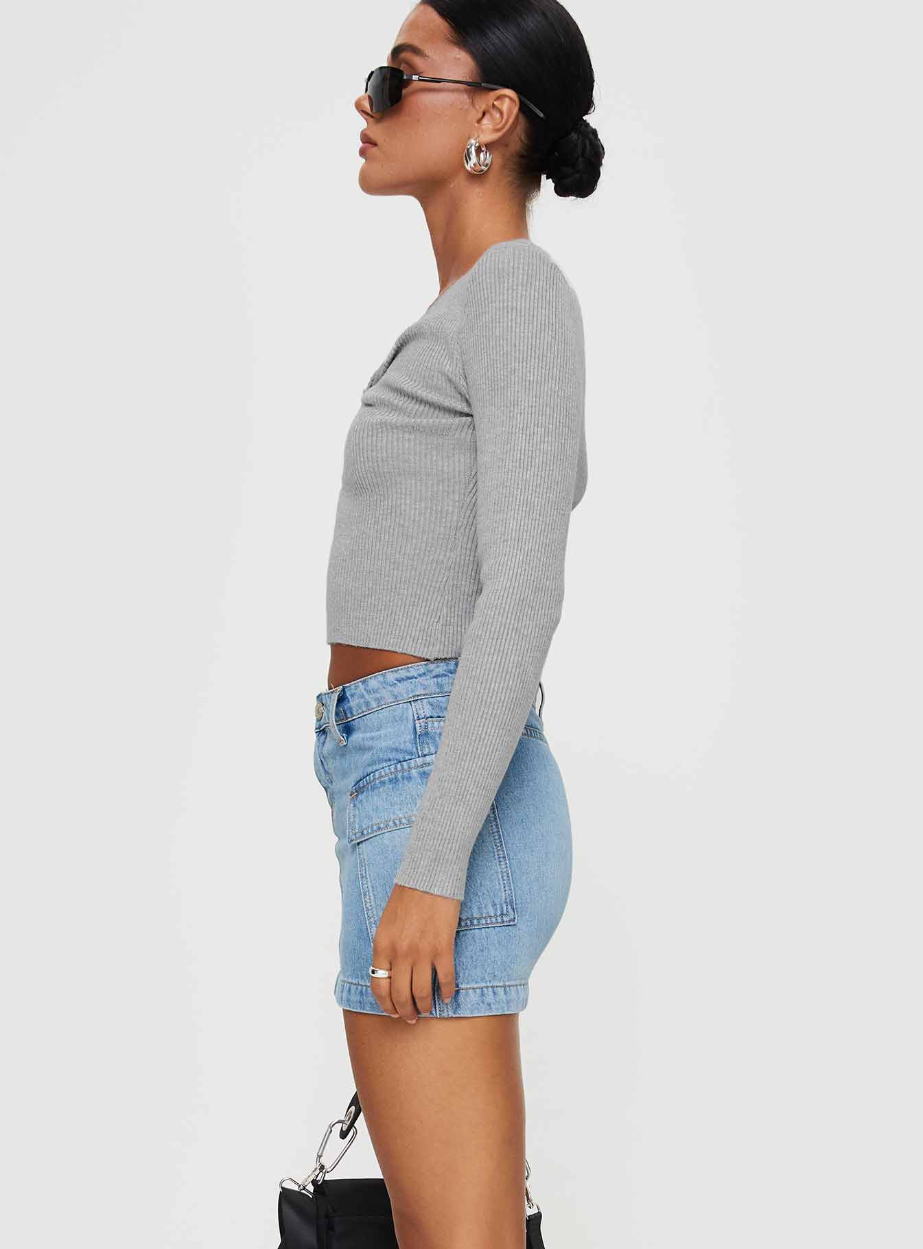 Zakai Cargo Denim Mini Skirt Ice Blue