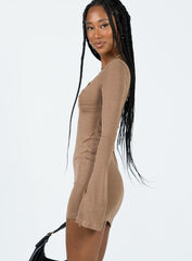 Wesley Long Sleeve Mini Dress Brown