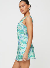 Zuba Mini Dress Green Floral