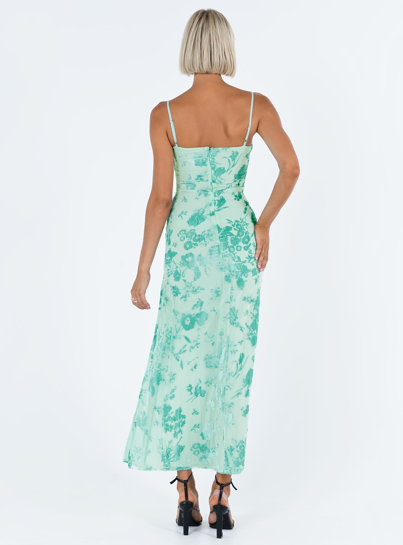 Burn Out Velvet Maxi Dress Teal