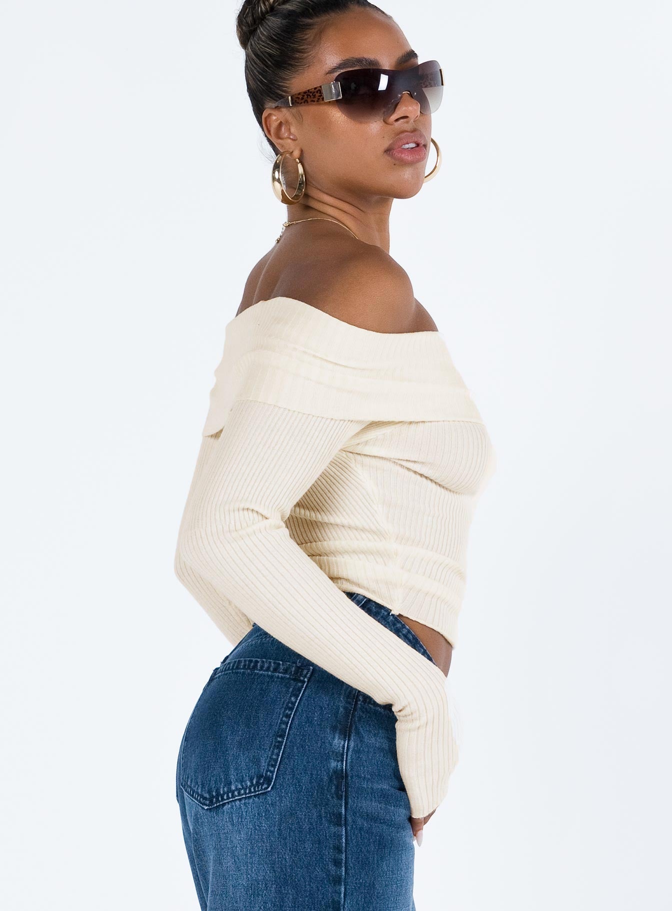 Morley Off Shoulder Sweater Cream