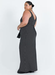 Nellie Maxi Dress Black Polka Dot Curve