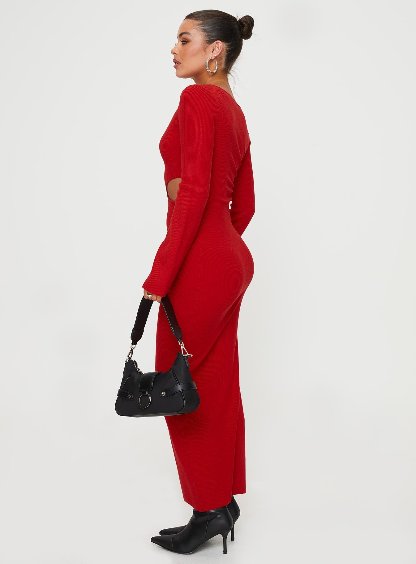 Whitley Cut Out Knit Maxi Dress Red