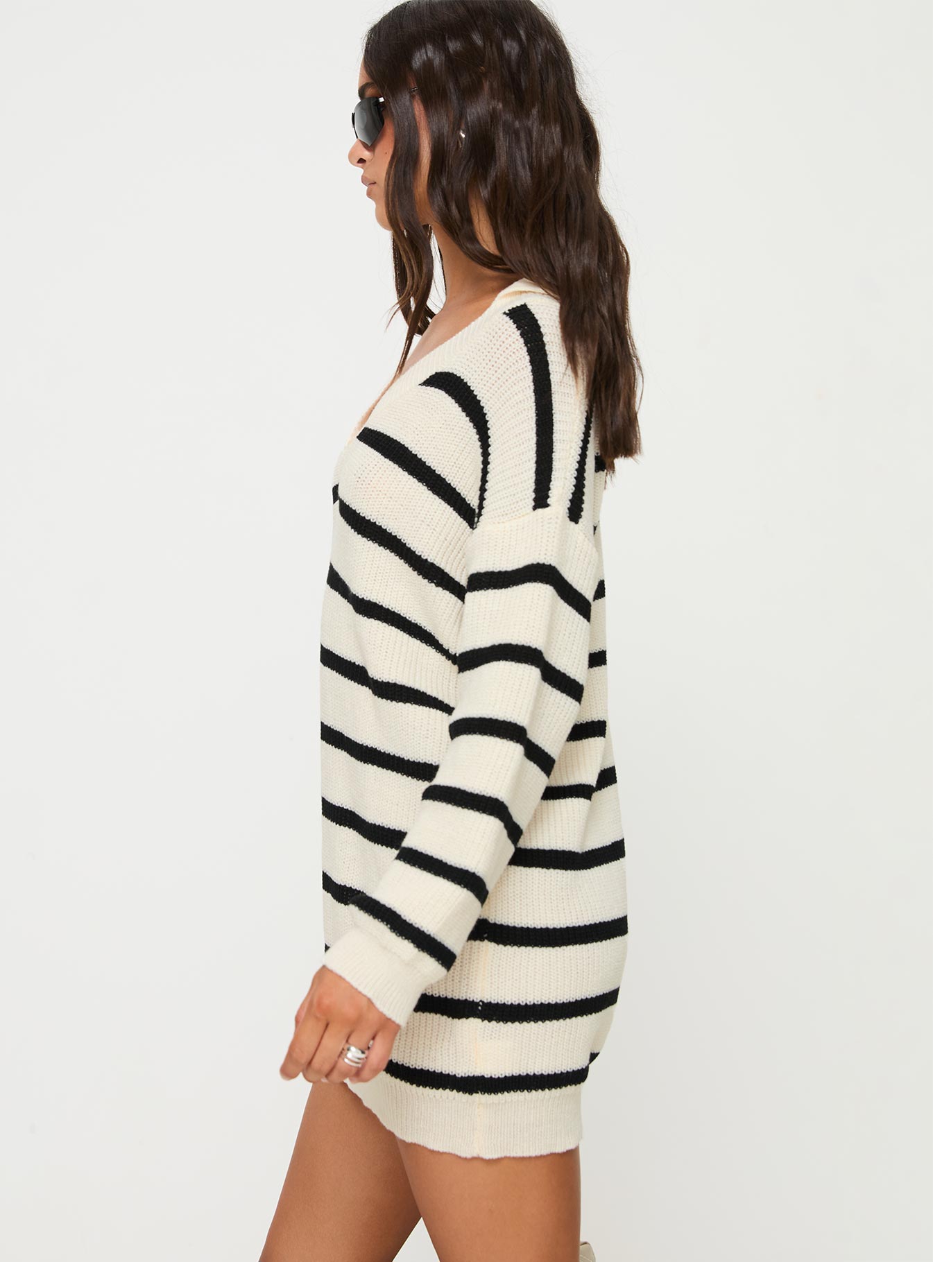 Forte Sweater Mini Dress Black / Cream