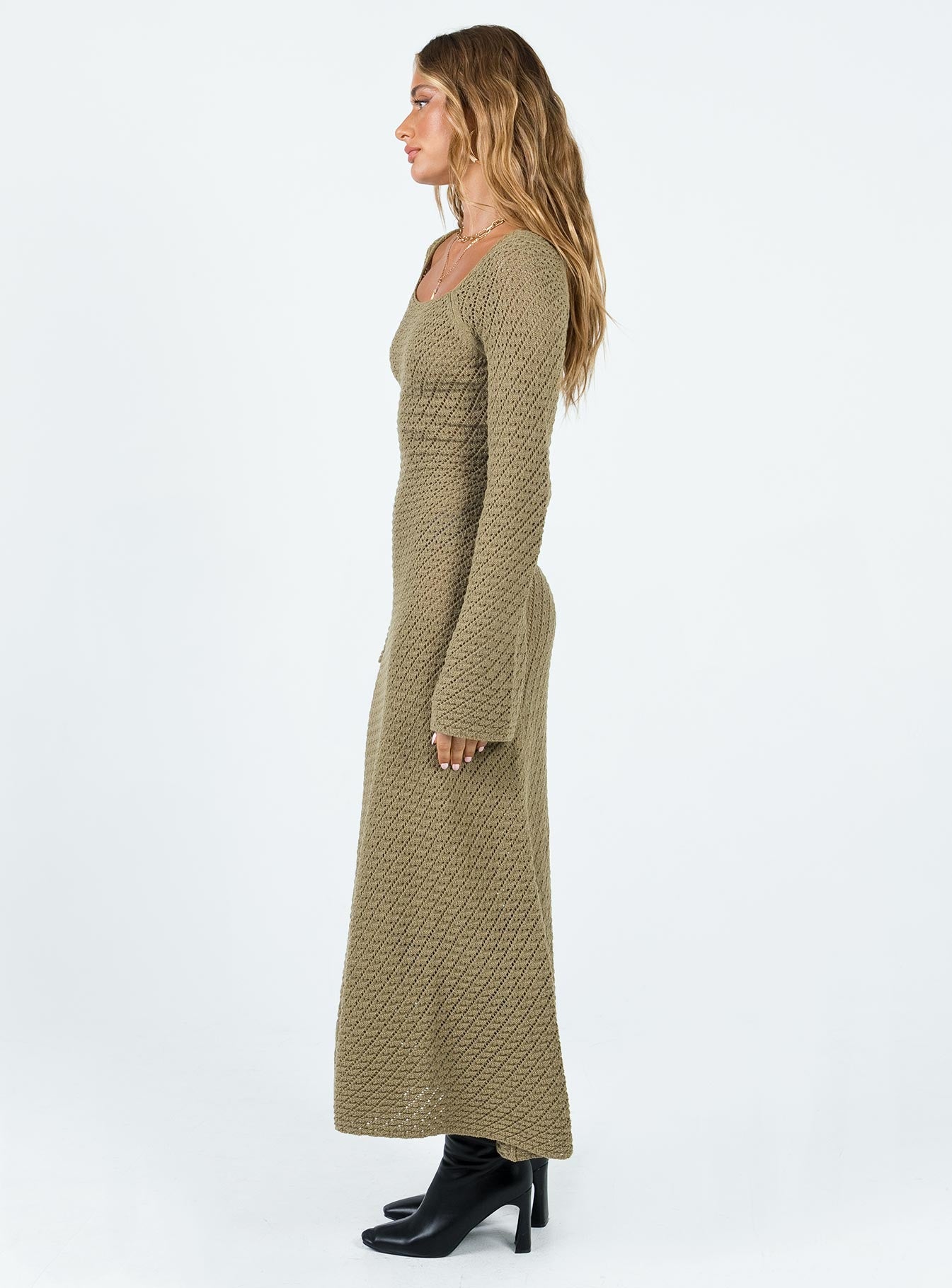 Lorena Long Sleeve Maxi Dress Khaki