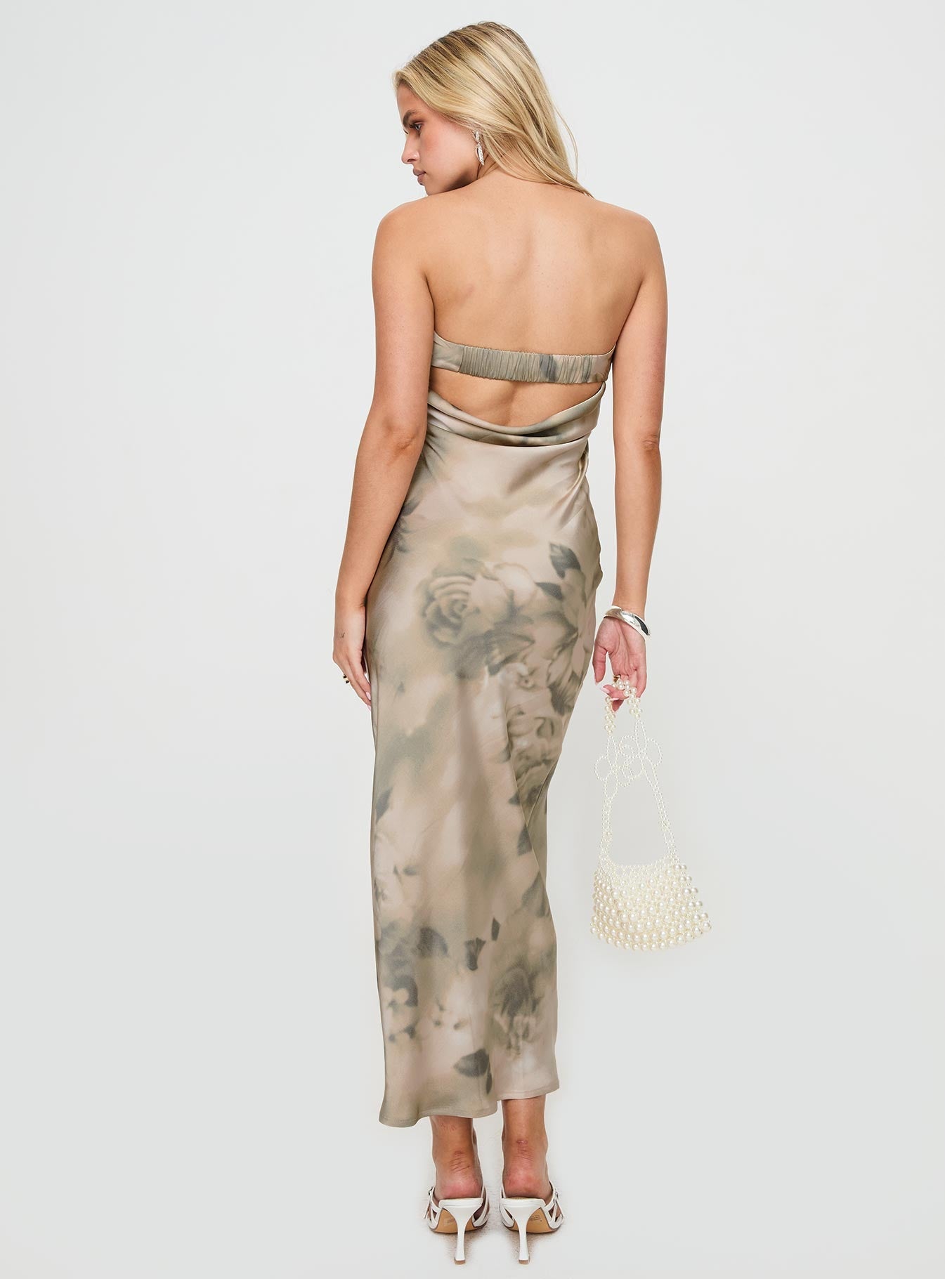 Voices Strapless Maxi Dress Cream Floral