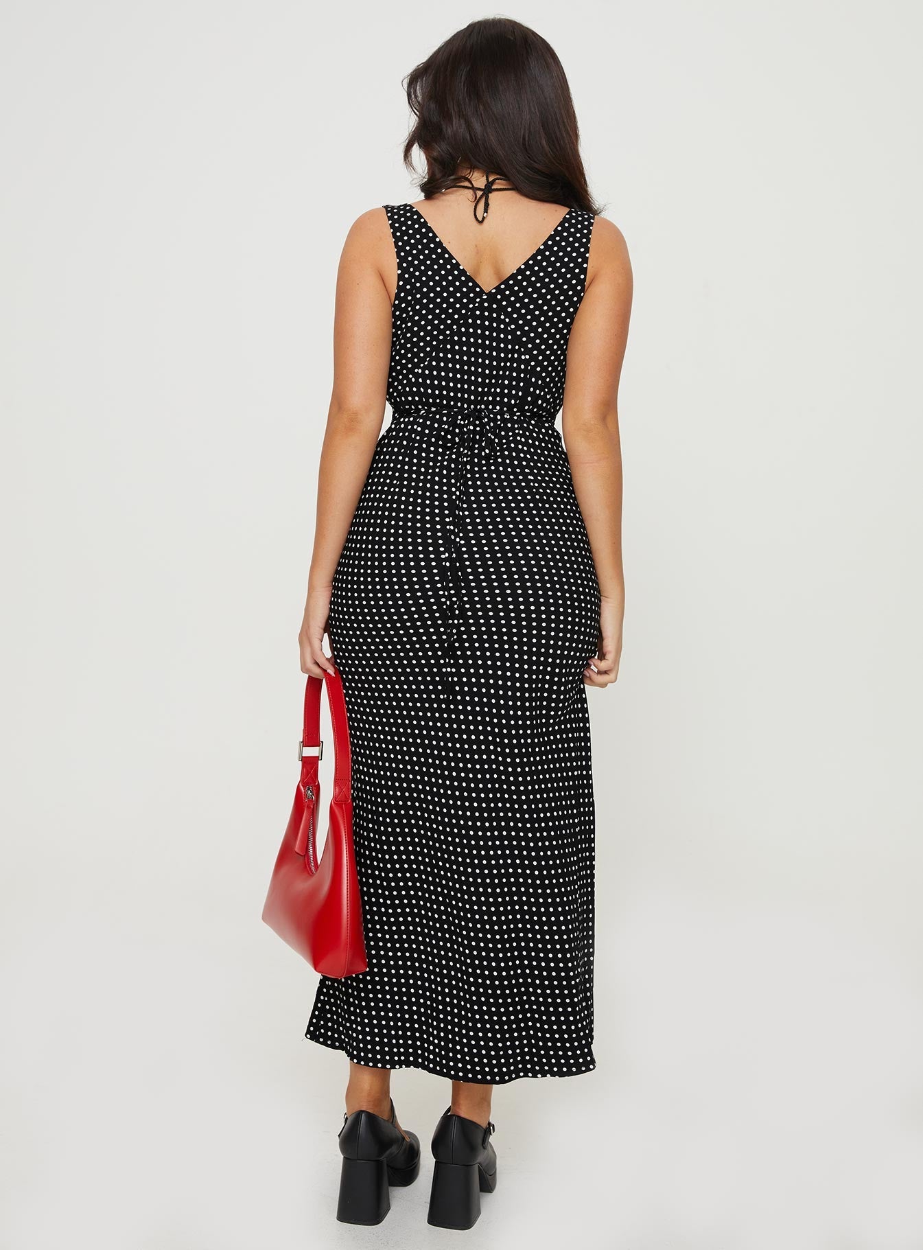 Nellie Maxi Dress Black Polka Dot Petite