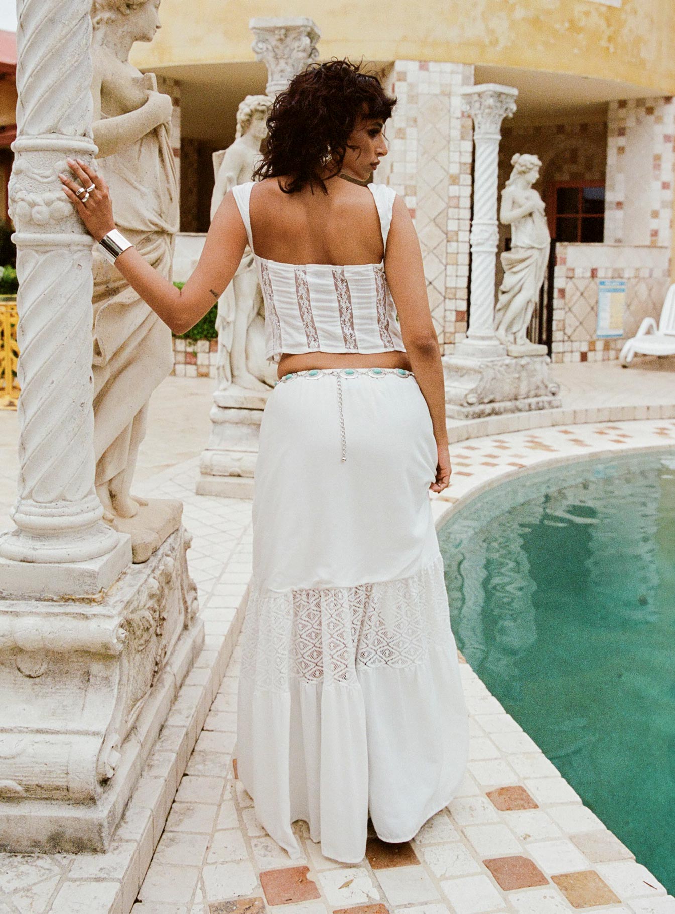 Reiser Lace Maxi Skirt White