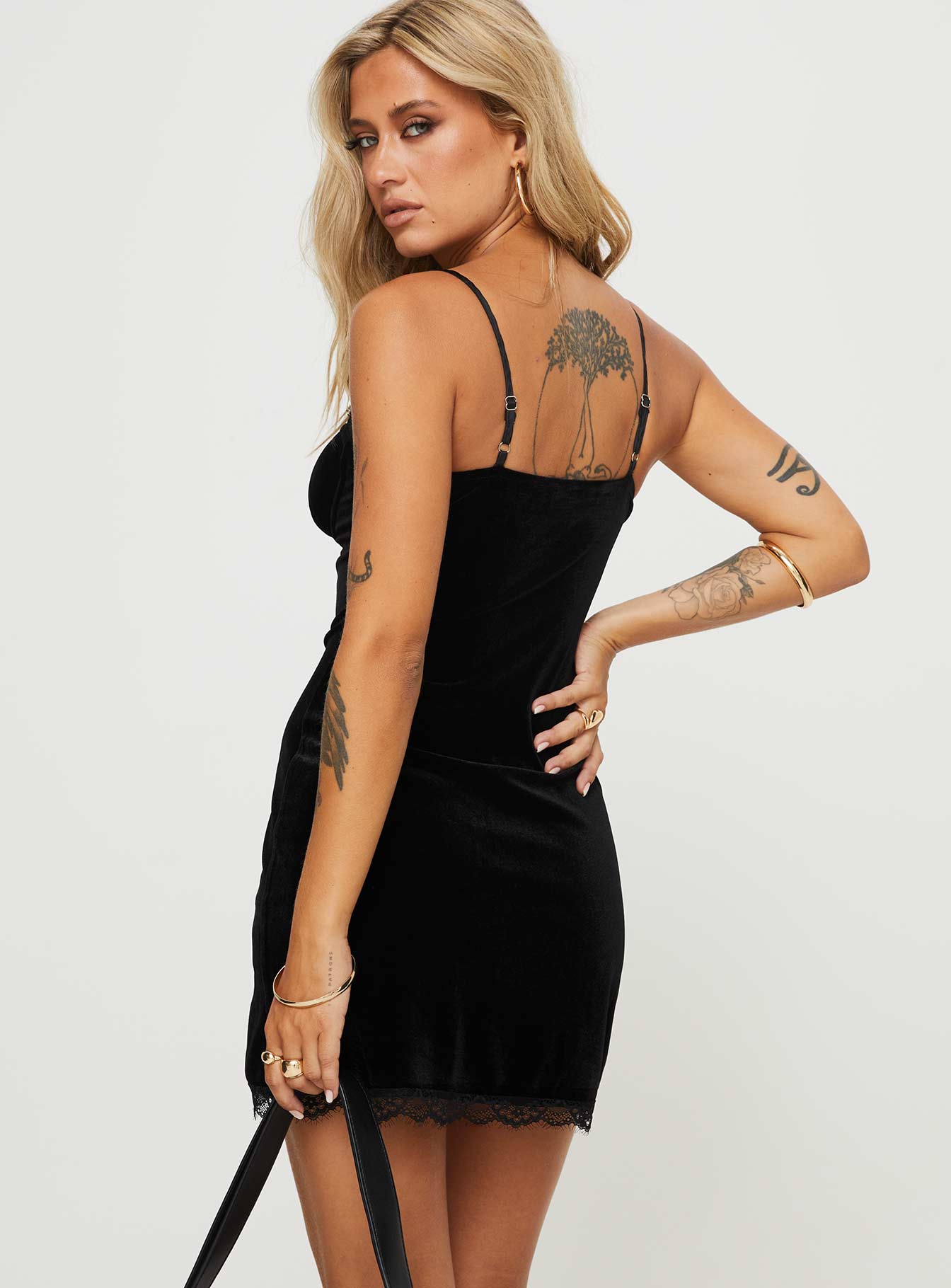 Rishan Velvet Mini Dress Black