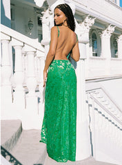 Burn Out Velvet Maxi Dress Green