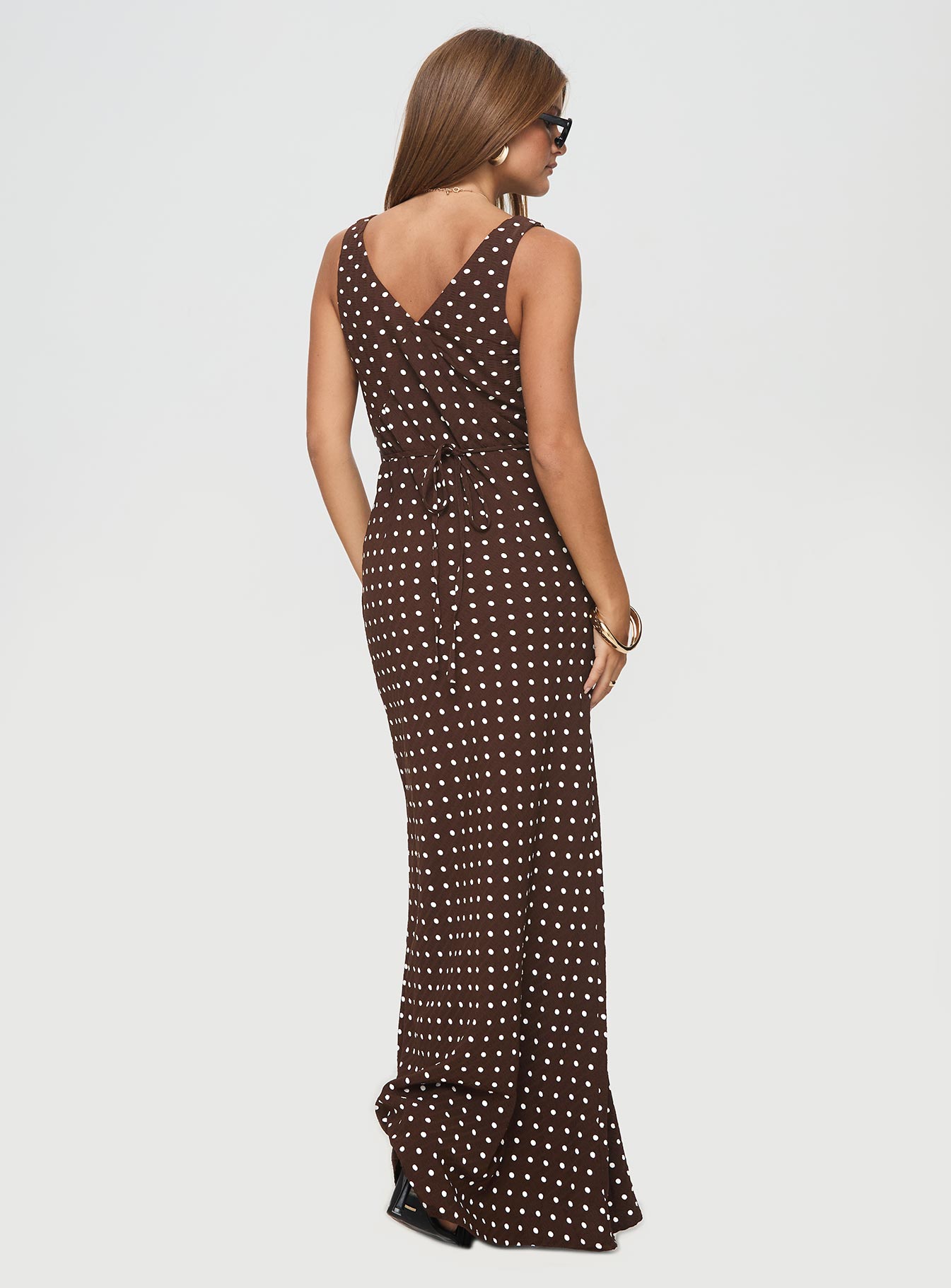 Nellie Maxi Dress Brown Polka Dot