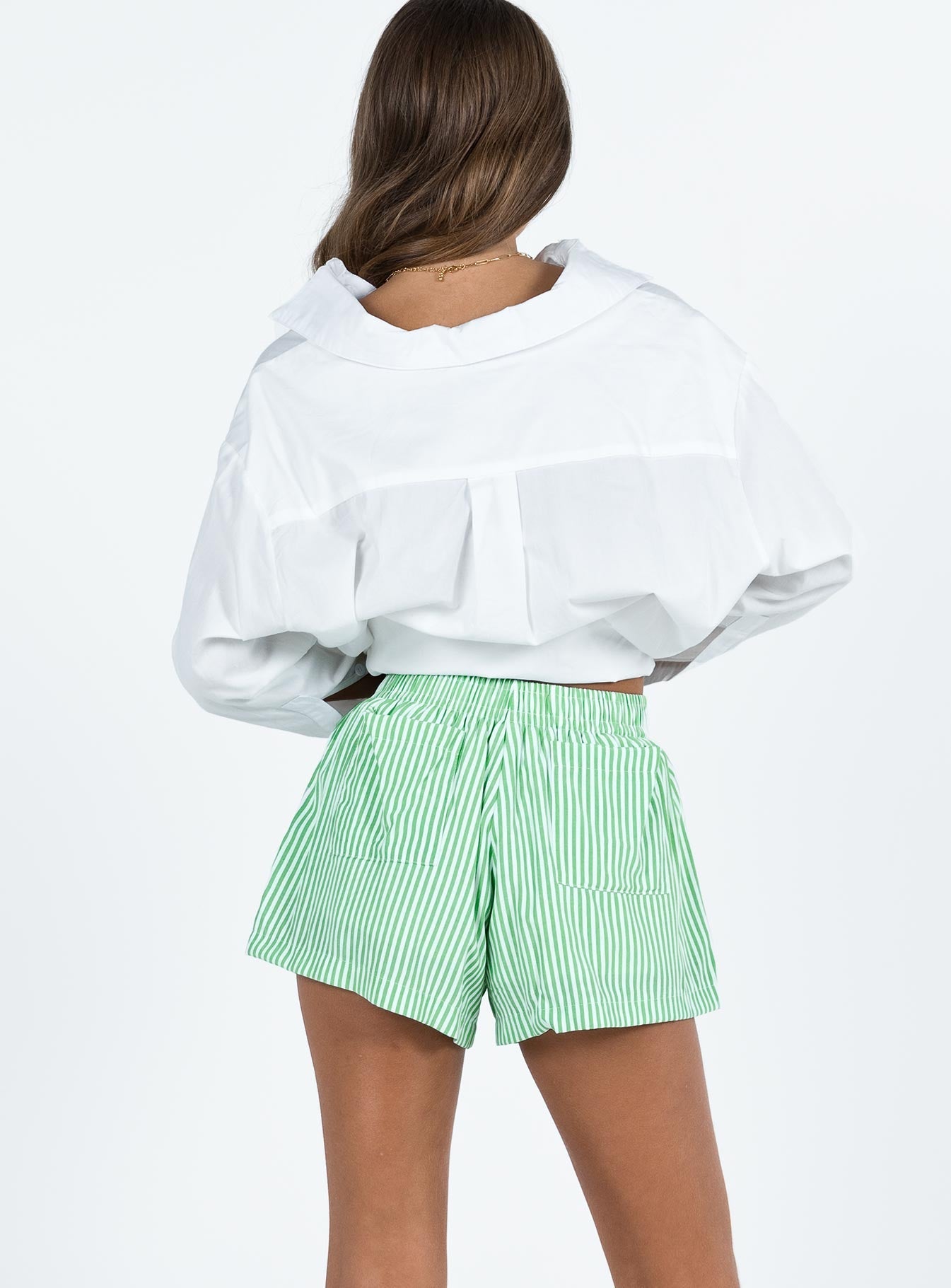 Beach House Shorts Green Stripe