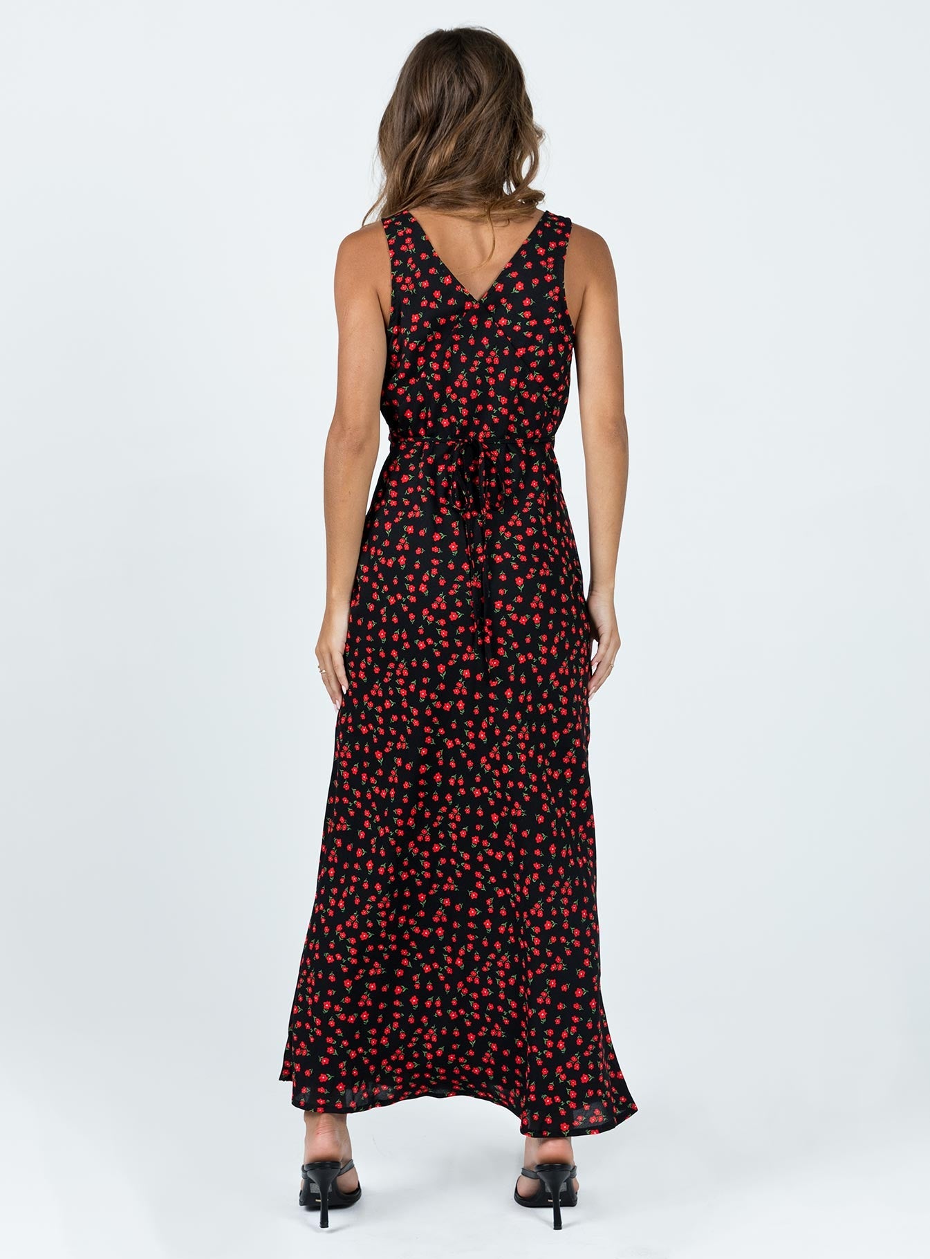 Nellie Maxi Dress Black/Red Floral