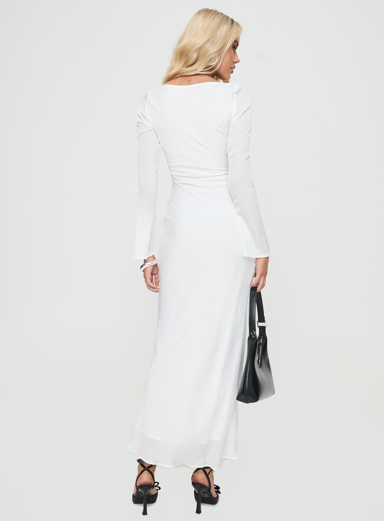 Sorento Long Sleeve Bias Cut Maxi Dress White