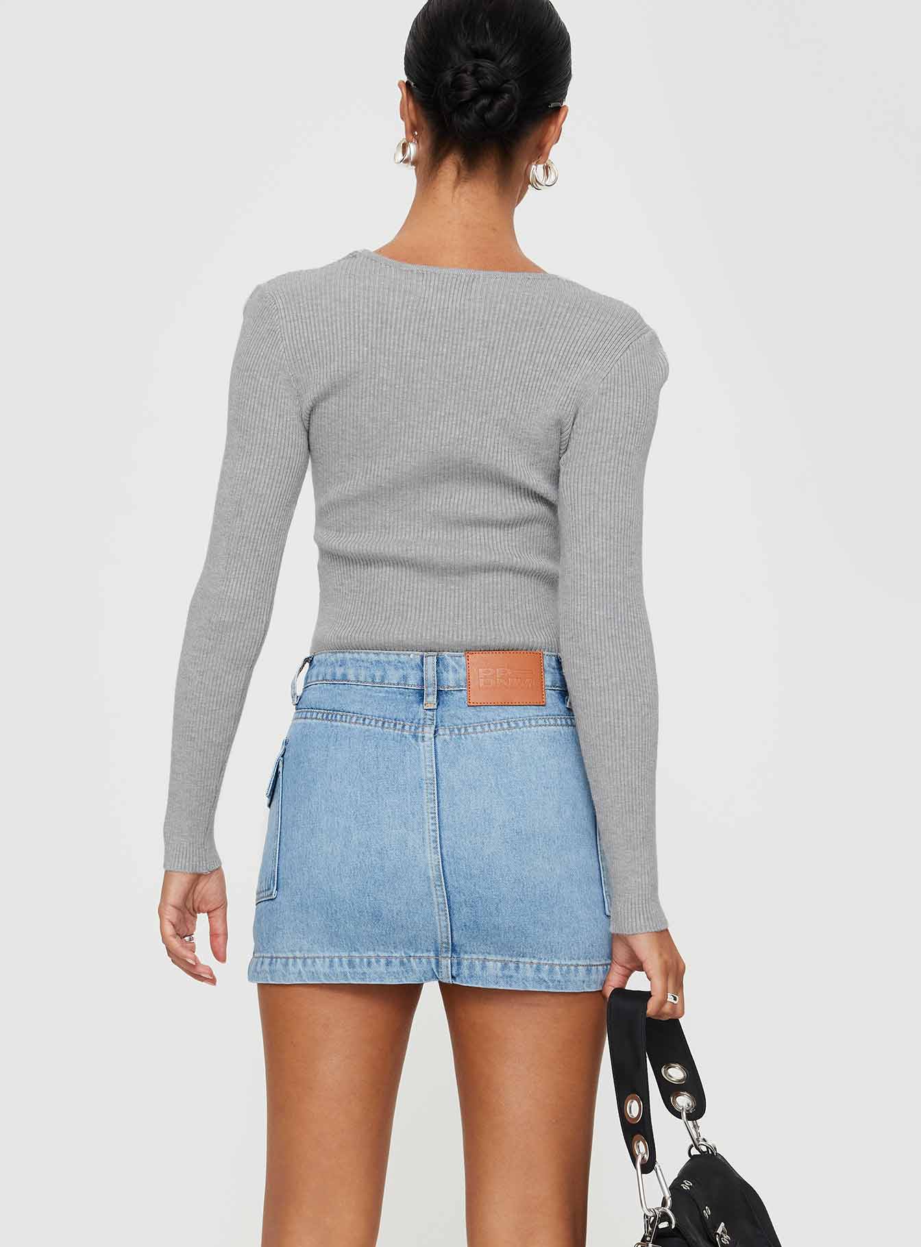 Zakai Cargo Denim Mini Skirt Ice Blue