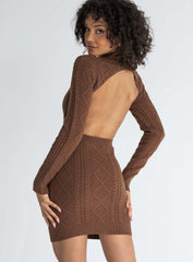 Zion Long Sleeve Mini Dress Brown