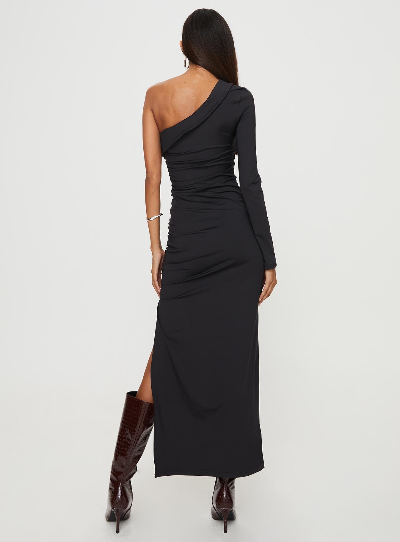 Mahira One Shoulder Maxi Dress Black