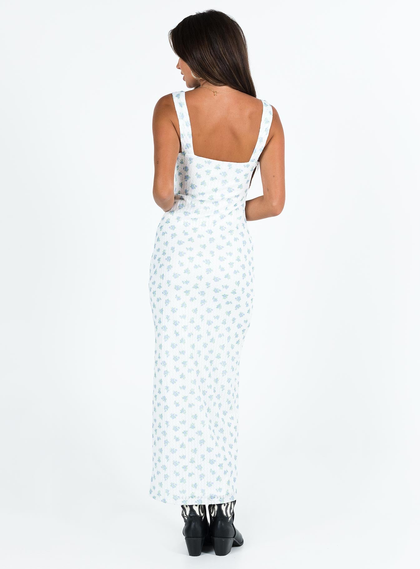 Lupton Maxi Dress White / Blue Floral