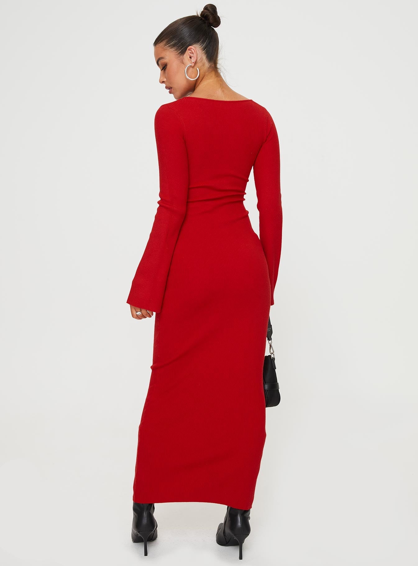 Whitley Cut Out Knit Maxi Dress Red