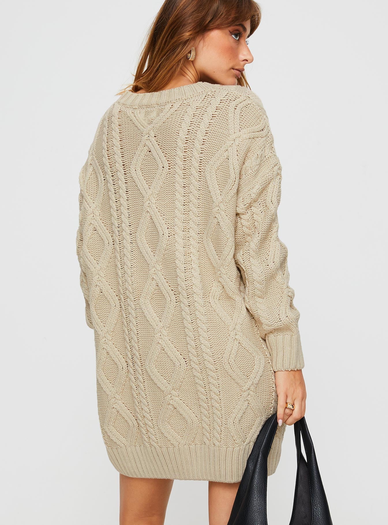 Anaya Sweater Mini Dress Beige