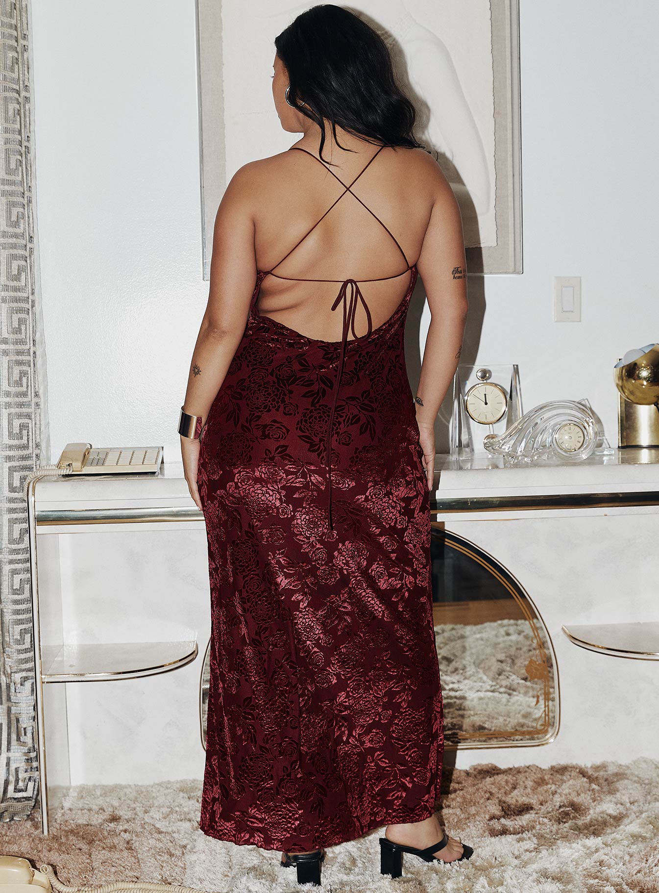 Zotta Maxi Dress Burgundy Curve