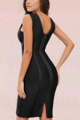 Noa V Neck Bodycon Dress - Classic Black