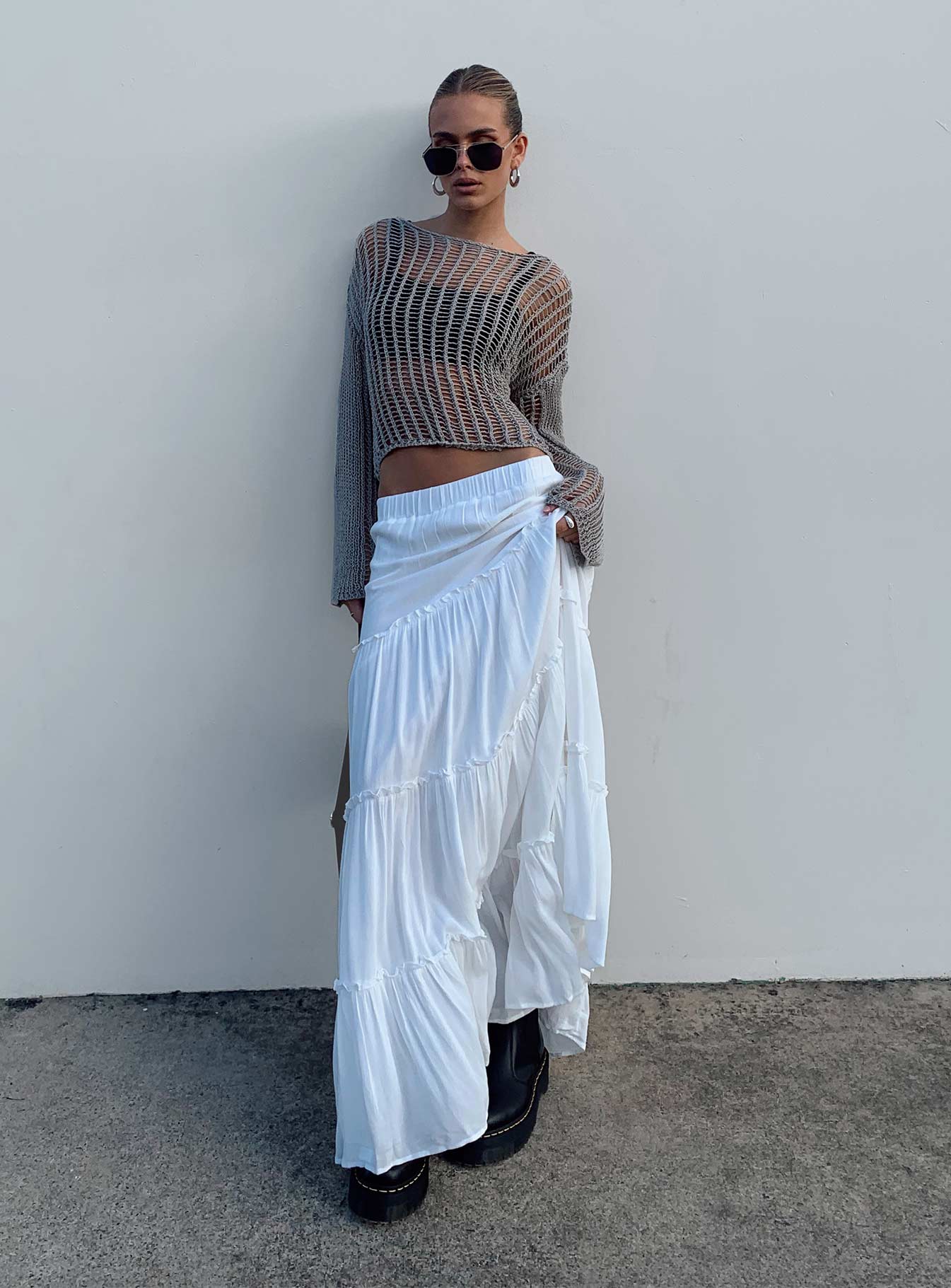 Miriah Maxi Skirt White