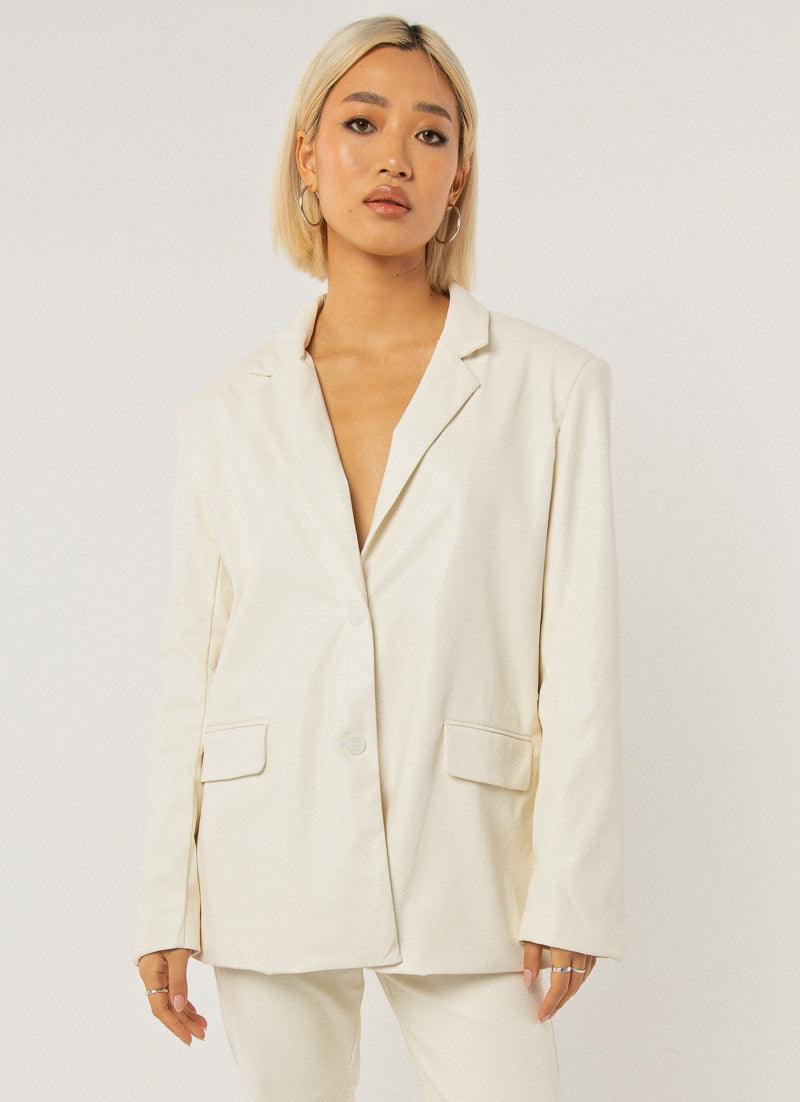 In The Mix Blazer - Ivory Snakeskin