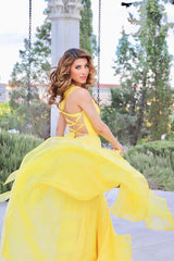 Yellow Color Newest Long Prom Dresses, 2021 Prom Dresses, Simple Evening Party Dresses