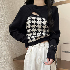 Dogtooth Check Top & Sweater Co-Ord