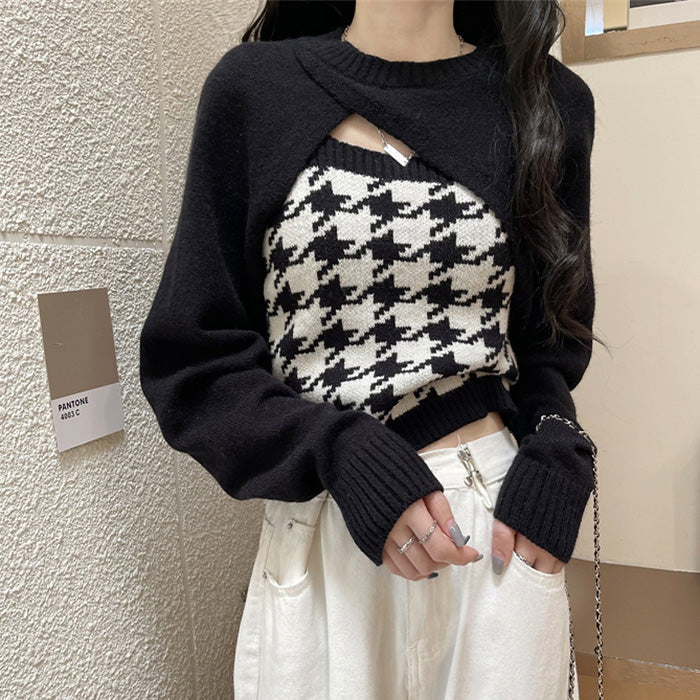 Dogtooth Check Top & Sweater Co-Ord