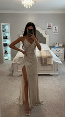 PLATINUM SPARKLY RUCHED SKYE GOWN