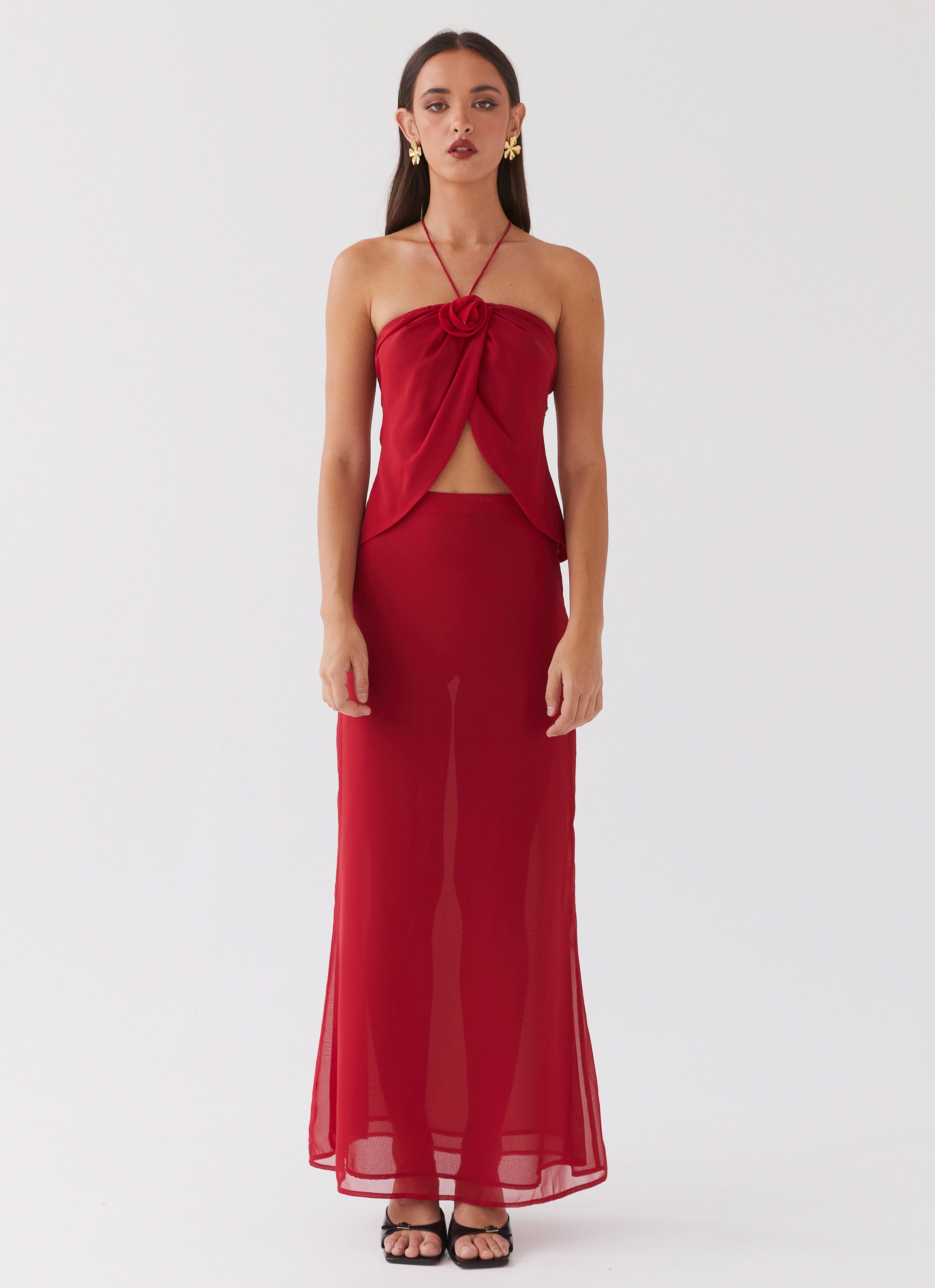 Nightfall Maxi Skirt - Rouge Red