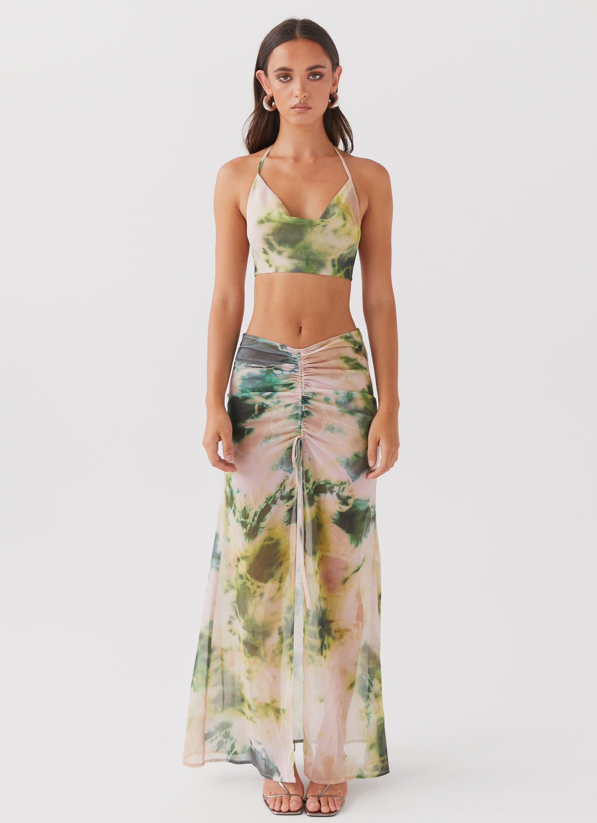 Zenta Ruched Maxi Skirt - Rainforest